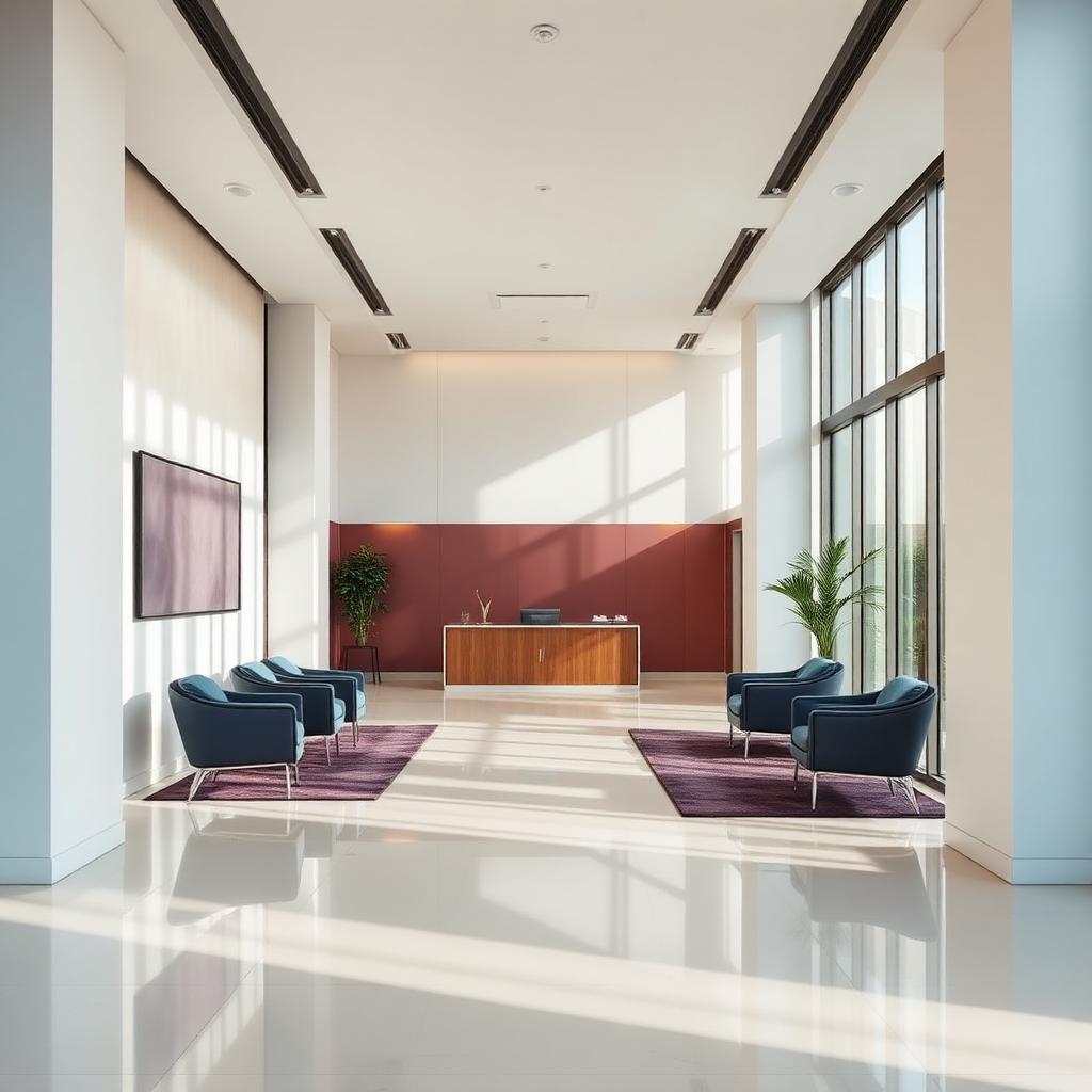 Elegant, freshly cleaned professional office reception in natural light